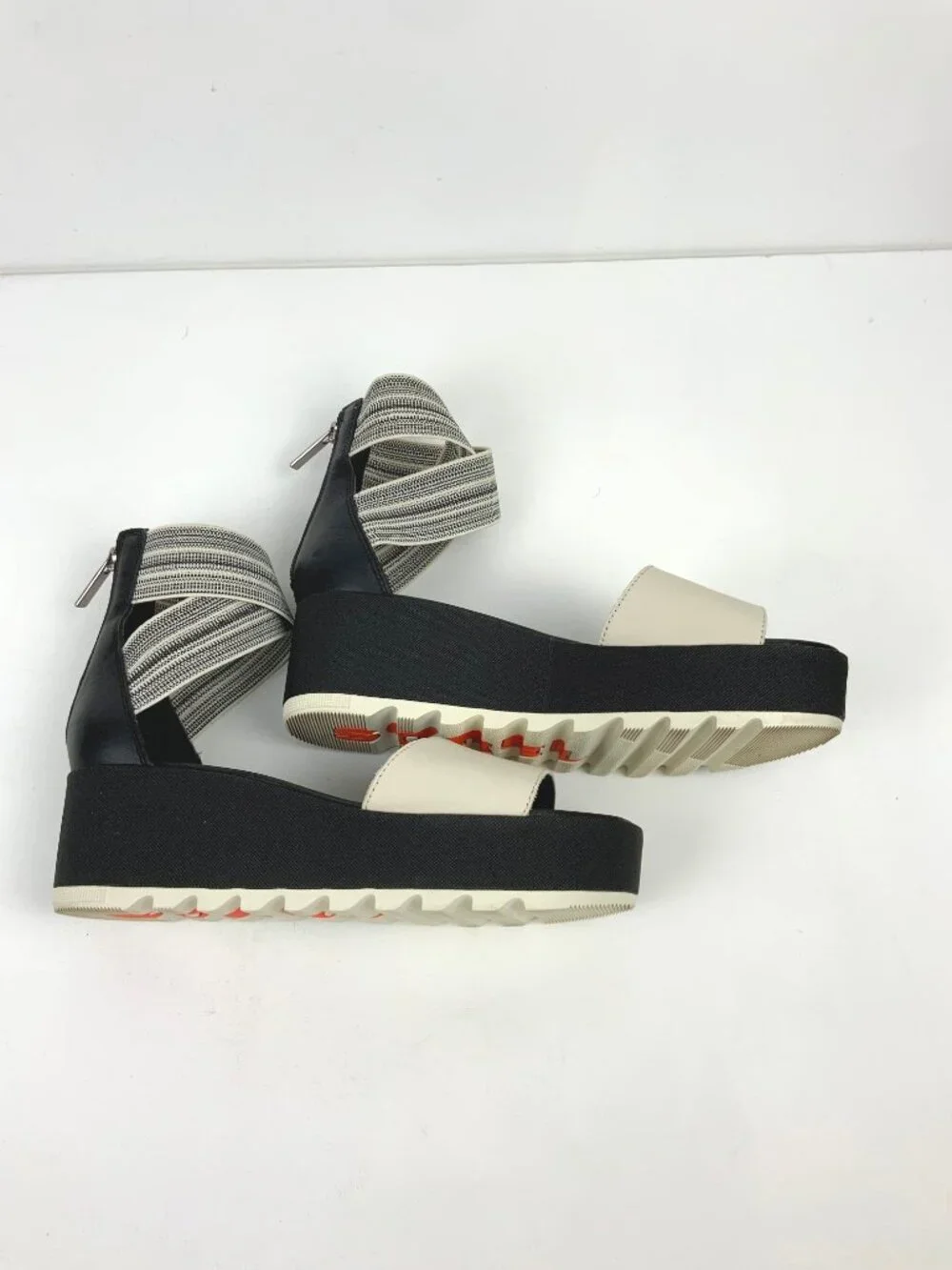 SOREL Dayspring Ankle Strap Platform Sandals Cream/Black Sz 8.5 - Picture 12 of 16